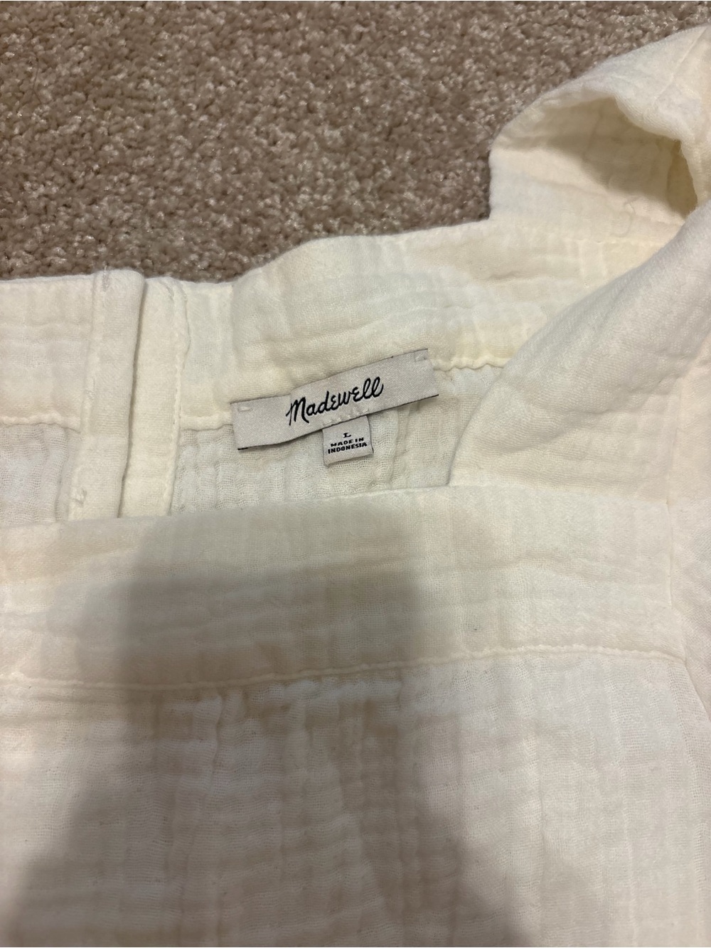 Madewell Off-White Gauze Square-Neck Top